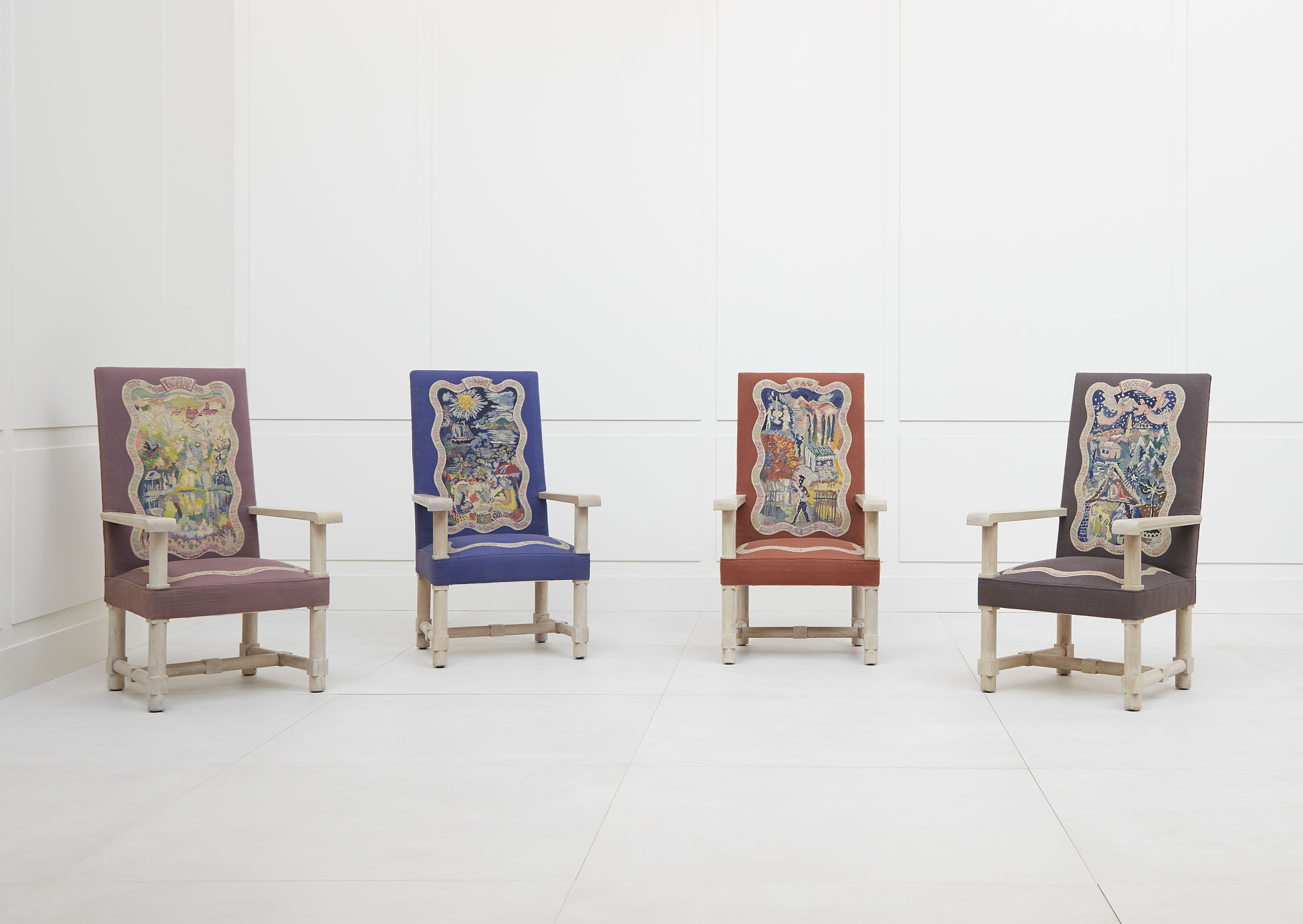 Jacques Adnet, Set of four armchairs «The Four Seasons», vue 01
