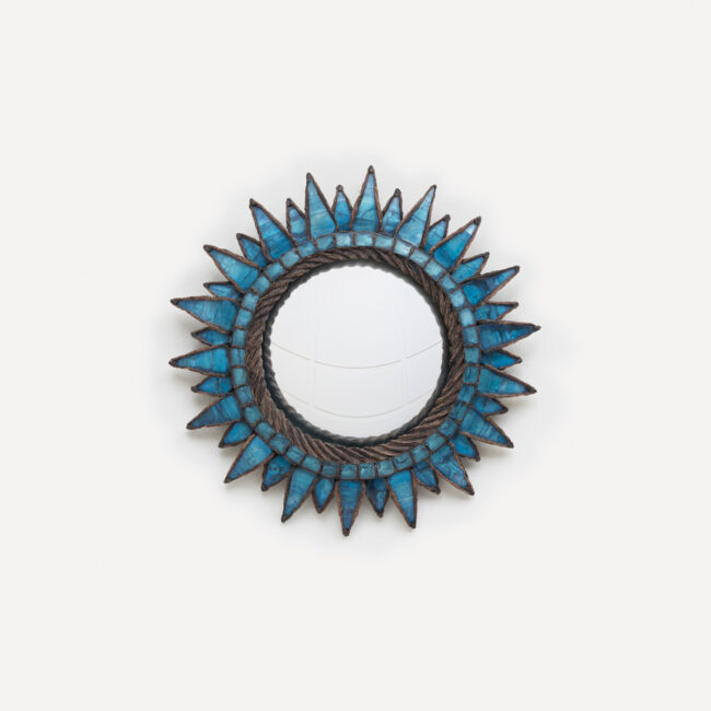 Line Vautrin, Miroir « Soleil à pointes n°1 » bleu