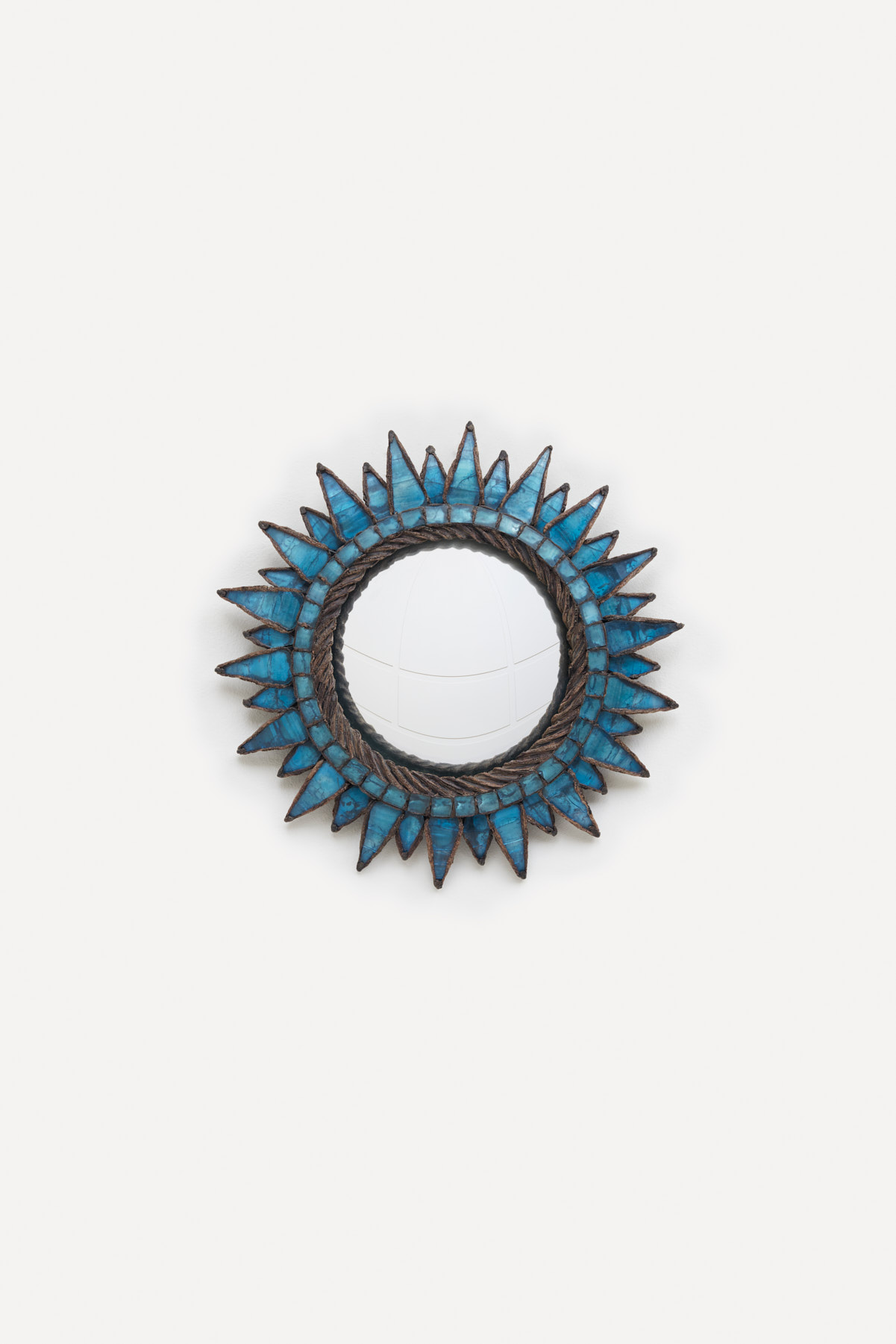 Line Vautrin, Miroir « Soleil à pointes n°1 » bleu, vue 01