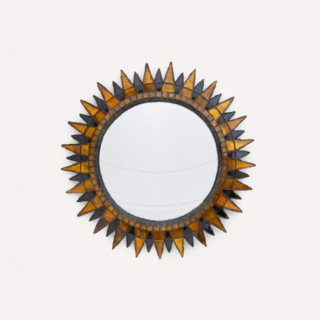 Line Vautrin, miroir « Soleil à Pointes n°3 » orange & noir