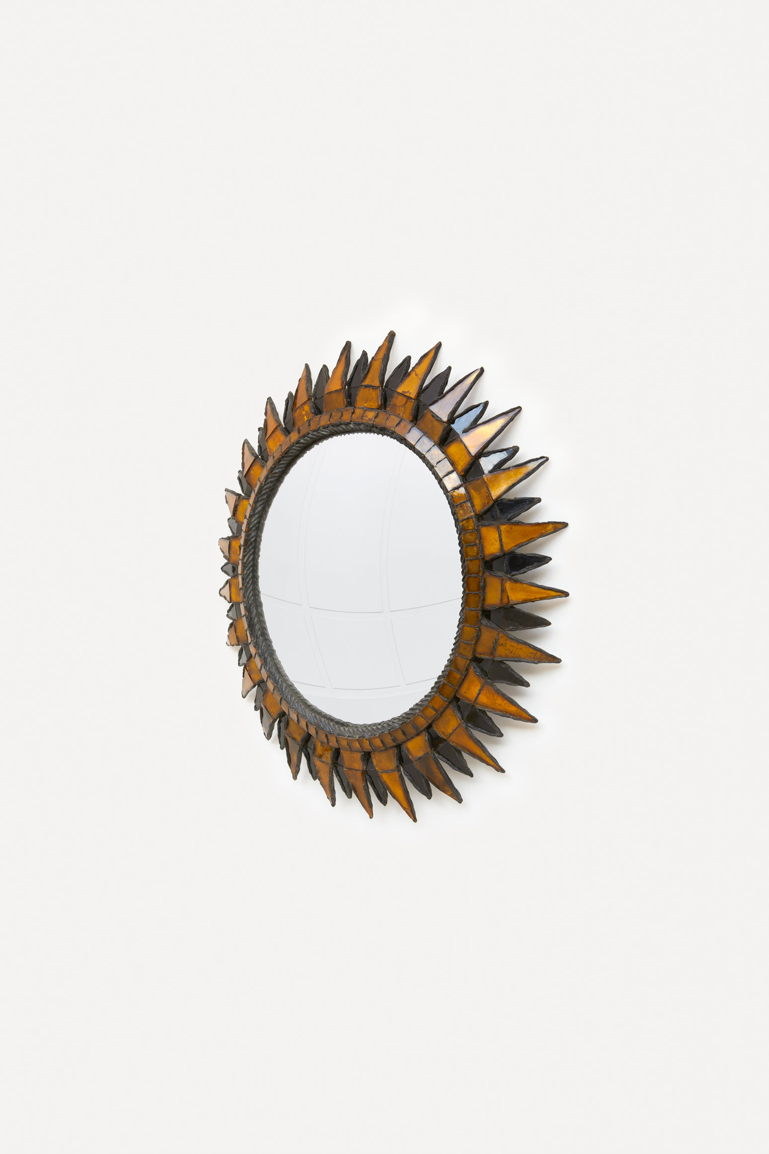 Line Vautrin, miroir « Soleil à Pointes n°3 » orange & noir, vue 01