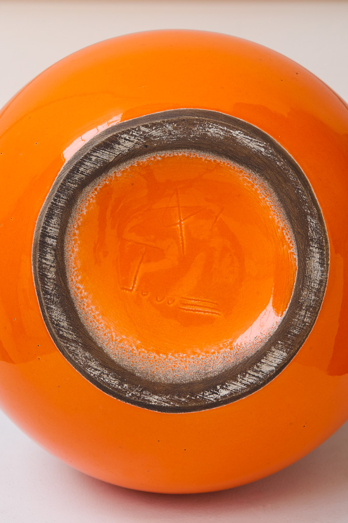 Georges Jouve, Vase « Pomme » orange, vue 01