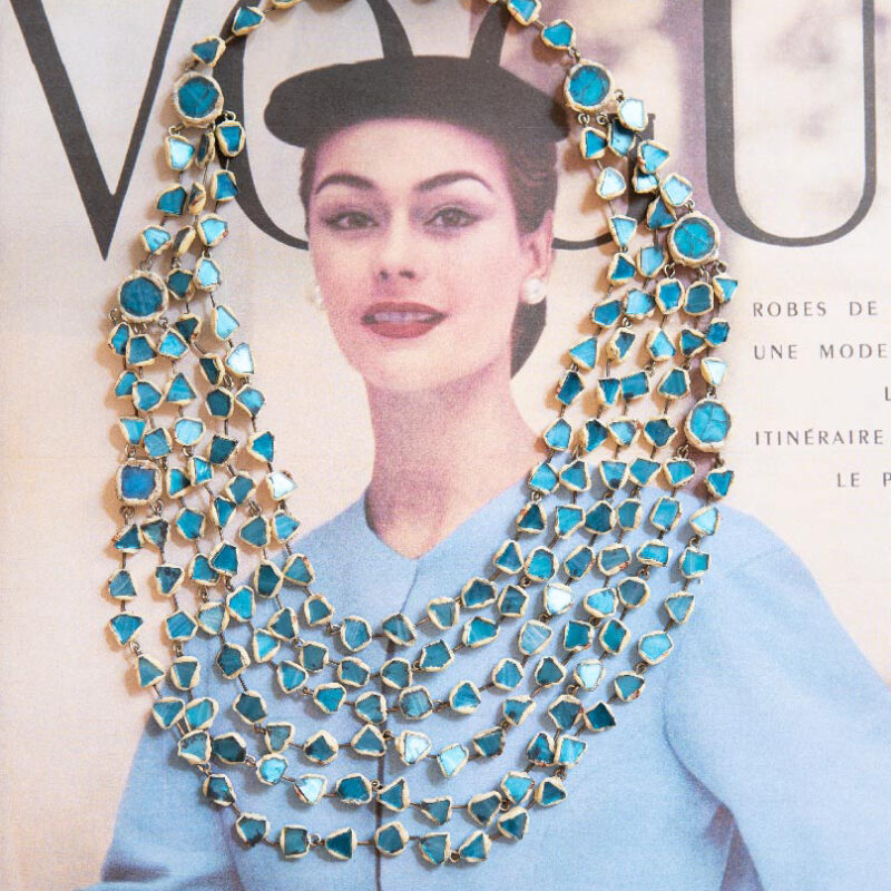 Blue talosel necklace, circa 1960