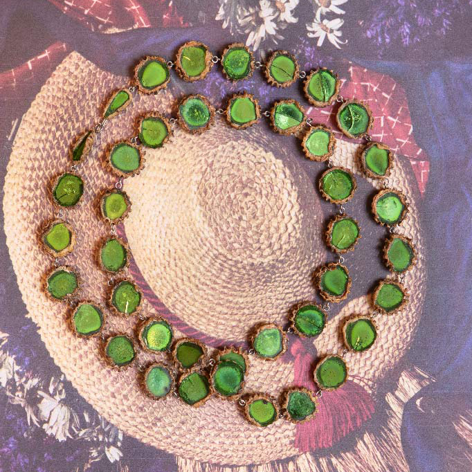 Green talosel necklace, circa 1960