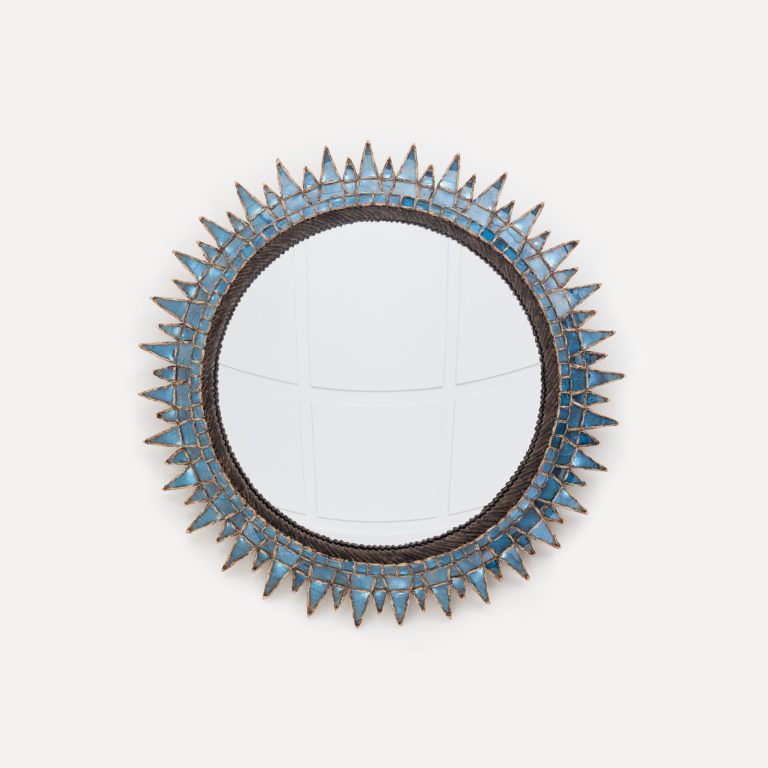 Line Vautrin, Miroir « Soleil à Pointes n°4 » bleu