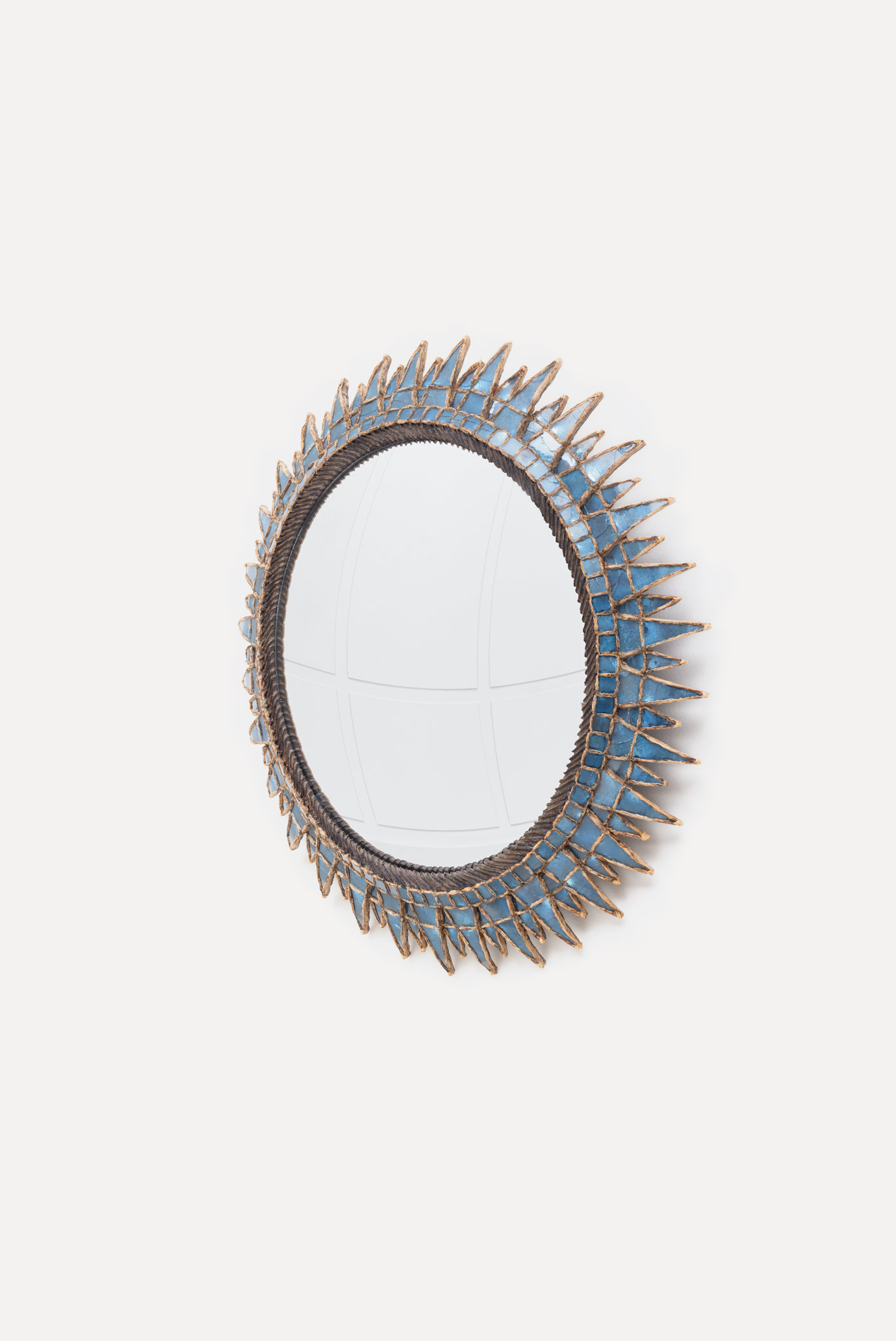 Line Vautrin, Miroir « Soleil à Pointes n°4 » bleu, vue 01